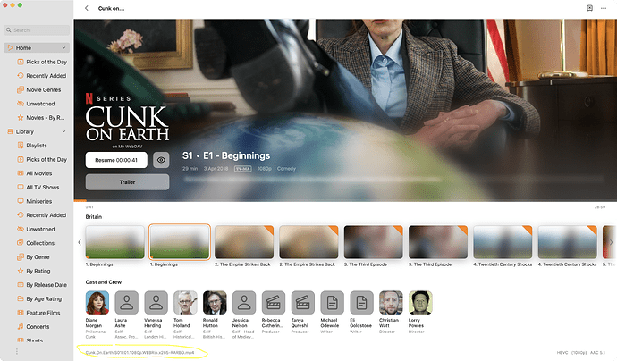 Streaming search results showing films with the same title but different years, directors, casts, and runtimes